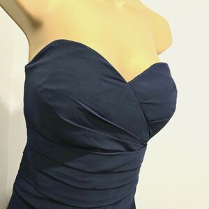 Vtg Bill Levkoff Formal Dress 16 Strapless Bridesmaid Hoco Prom Blue Knee Length